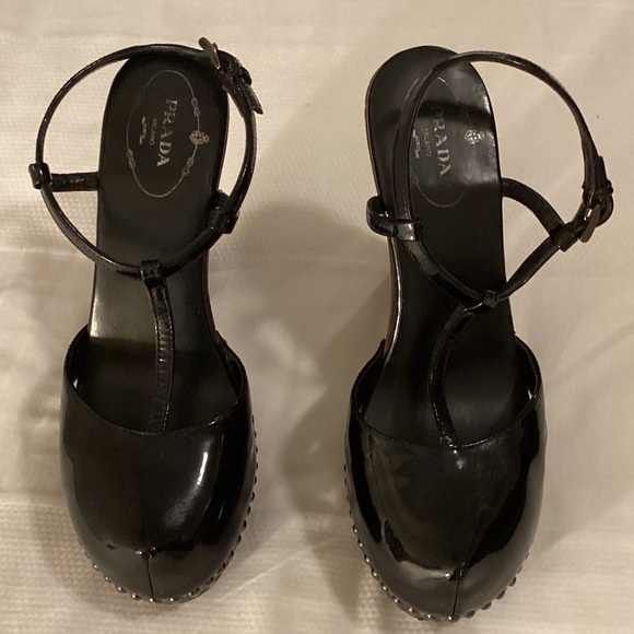 Prada T-strap Wooden Clogs - Picture 3 of 12